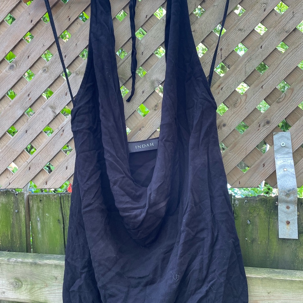 Indah Black Cowl Neck Top